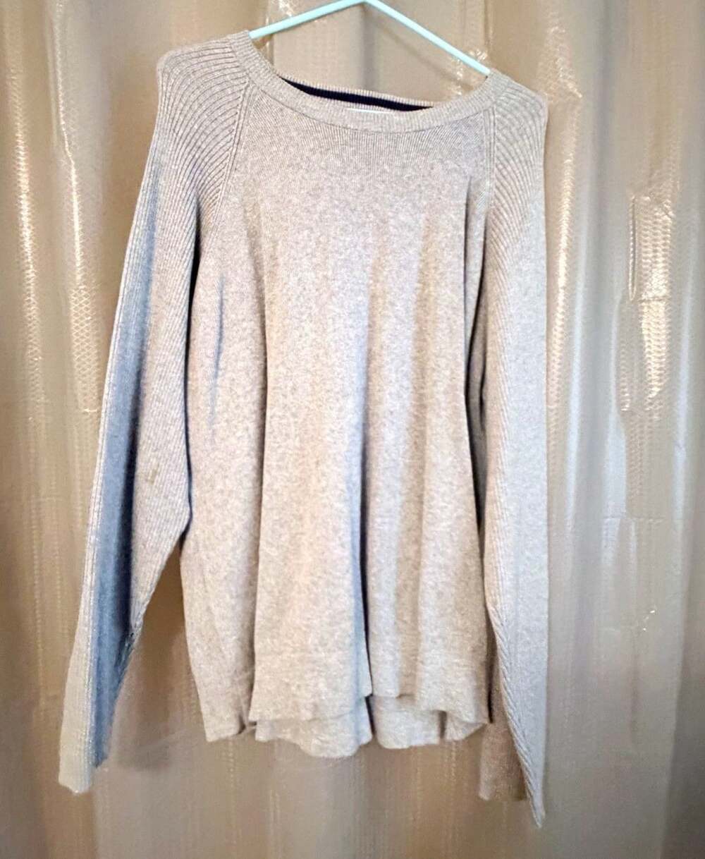 GB Unisex Adults Gray Cotton Knit Crewneck Pullover Sweater Ribbed Size L